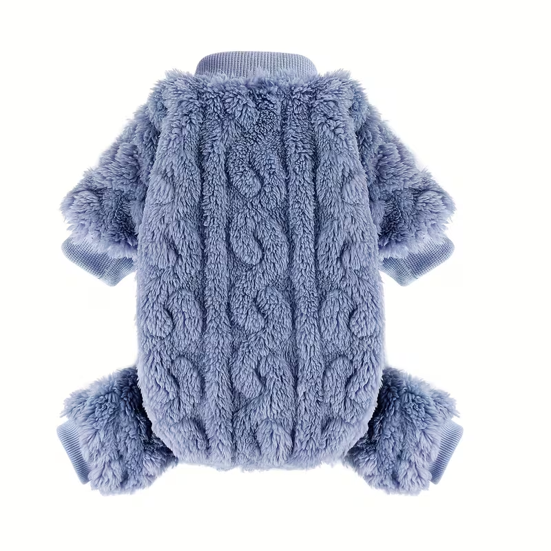 Dog Fleece Jumpsuit 4-Leg Onesie Sweater for Small Dogs & Cats 1-15lbs, Warm Pullover Pet Clothes Fall Winter Pajamas for Chihuahua Yorkie Puppies, Sizes XXS XS S M, Rose Pink Blue Purple