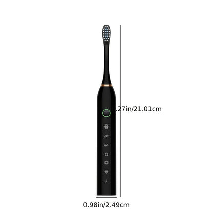 Rechargeable Electric Toothbrush 6 Cleaning Modes with 8 Brush Heads - USB Charge, Soft Bristles, Portable for Travel & Home Use, Oral Care Toothbrush for Men & Women - Black / White / Pink