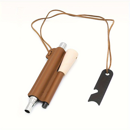 Magnesium Fire Starter Rod Set with Scraper & Steel Bellows, Waterproof Flint Striker Kit for Camping Hiking Survival — Reusable Ferro Rod with Sheath, 3 Styles