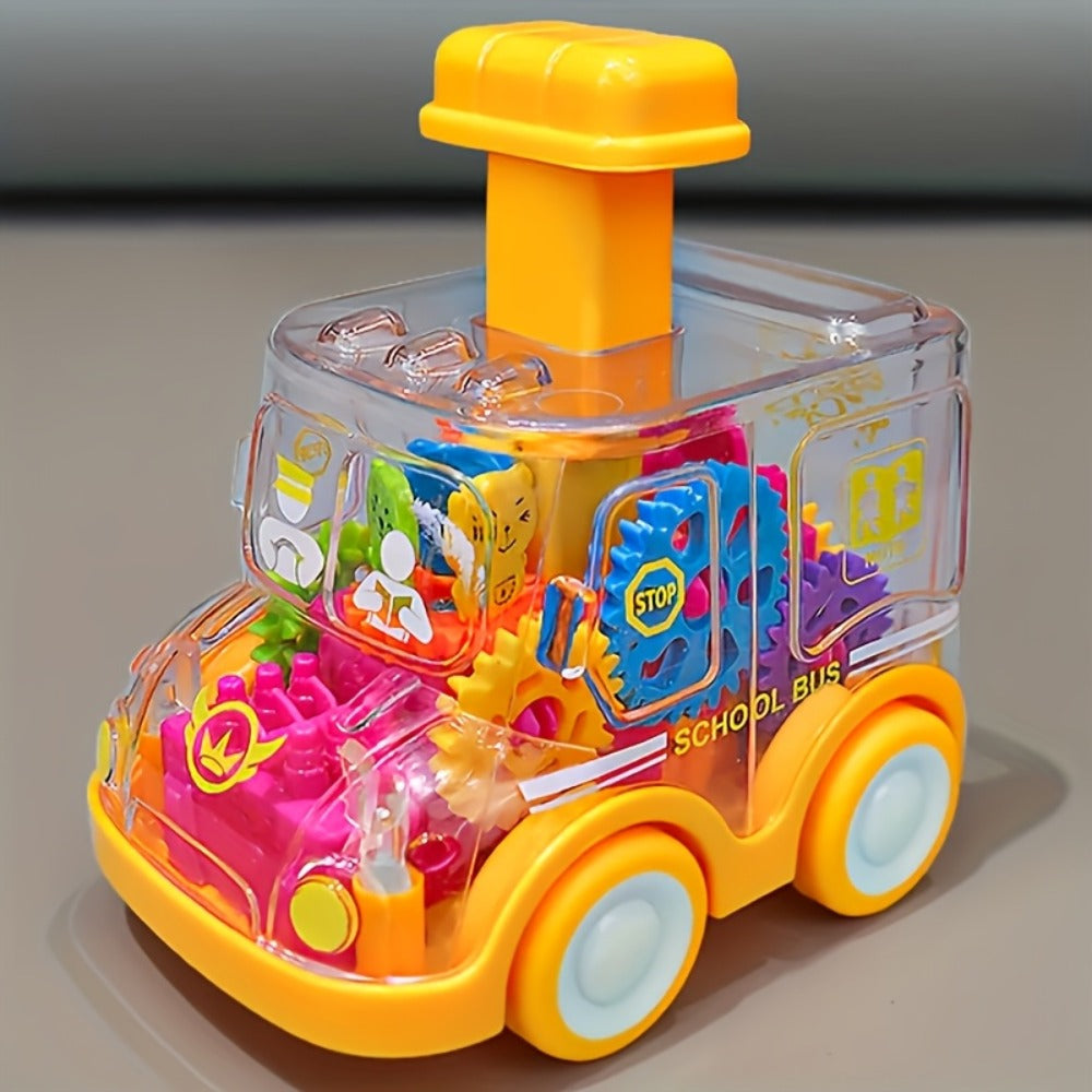 Gear Toy Cars for Toddlers 3-Pack, Transparent Body See-Through Gear Mechanism Push-and-Go Vehicle Set, Red Yellow Blue Police Cars, Educational STEM Toy for Kids Ages 2-6, Birthday Gift for Boys Girls