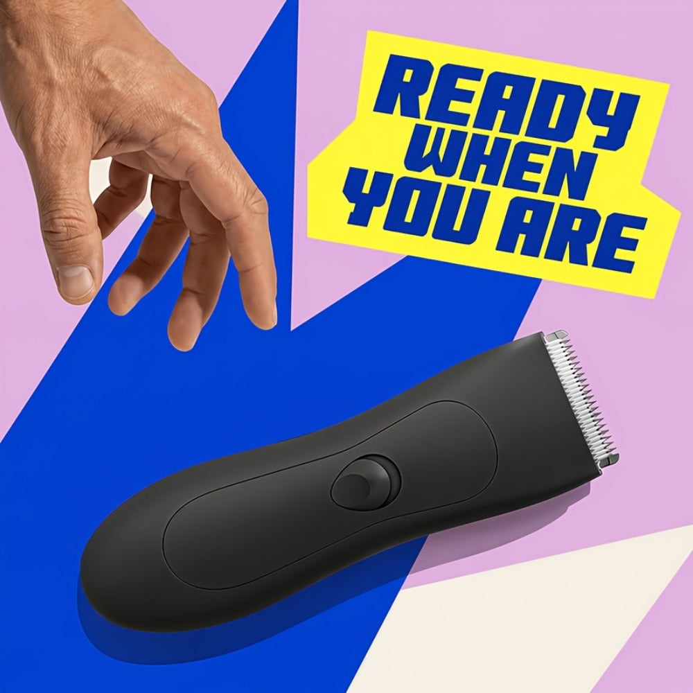 Waterproof Body Hair Trimmer for Men IPX6 Electric Groomer Replaceable Ceramic Blade - Full Body Manscaping Chest Groin Underarm Back Hair Shaver Wet Dry Black Purple Gift