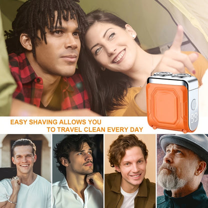 Dual-Head Magnetic Electric Shaver for Men — Floating Razor with Digital Display, USB Rechargeable, Powerful Motor, Portable Travel Close Shave, 3 Colors Black Orange Blue