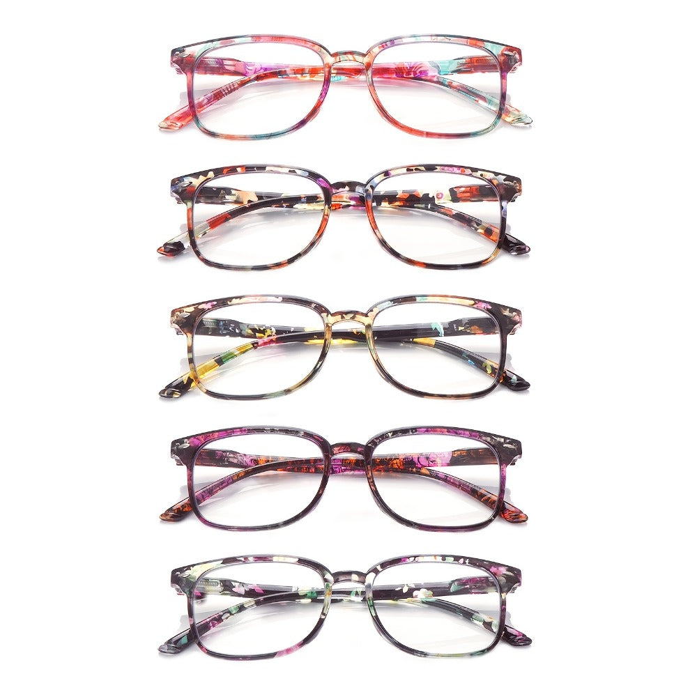 Blue Light Blocking Reading Glasses for Women 5-Pack – Stylish Computer Readers with Spring Hinges, Anti-Blue Light Lenses, Multiple Strengths 1.0–4.0x, Multicolor