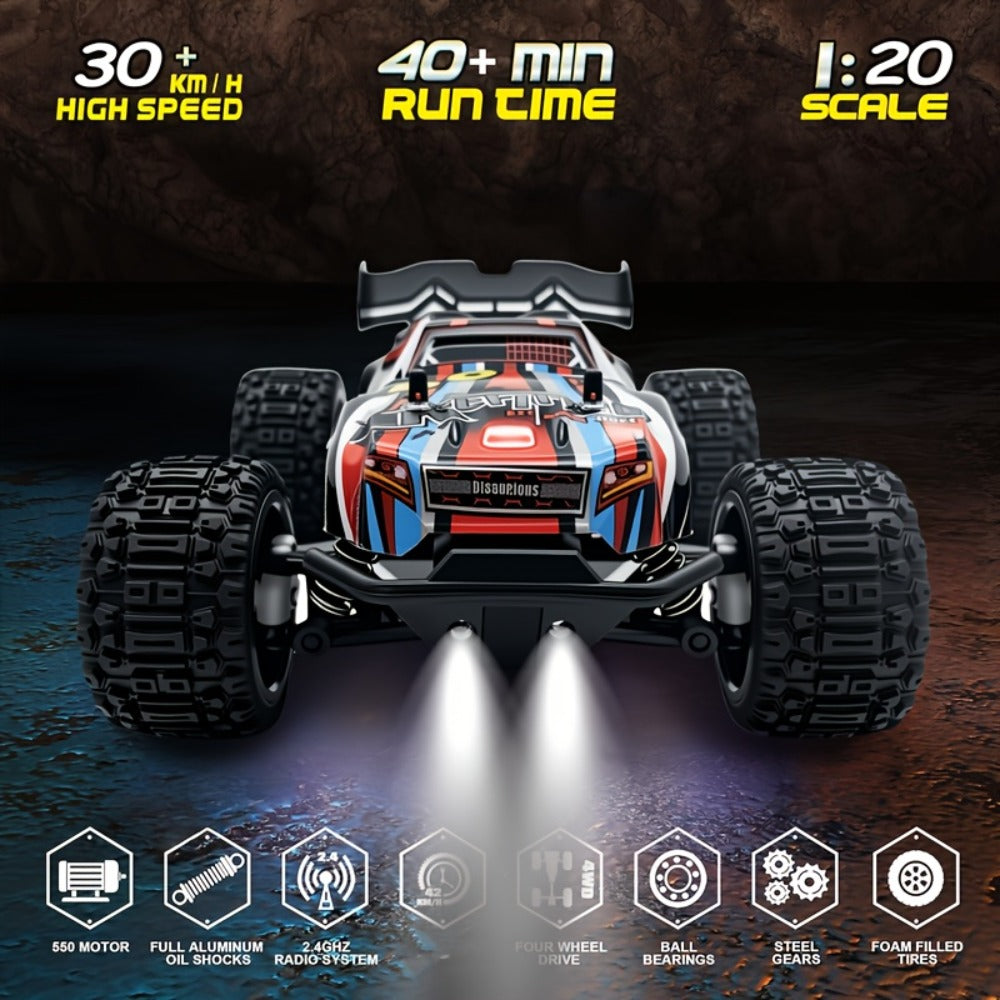 RC Monster Truck 4x4 All-Terrain for Adults Boys Teens – High Speed 4WD Off-Road Remote Control Truck Large Monster Tires 2.4GHz Racing Vehicle Birthday Christmas Holiday Gift Red