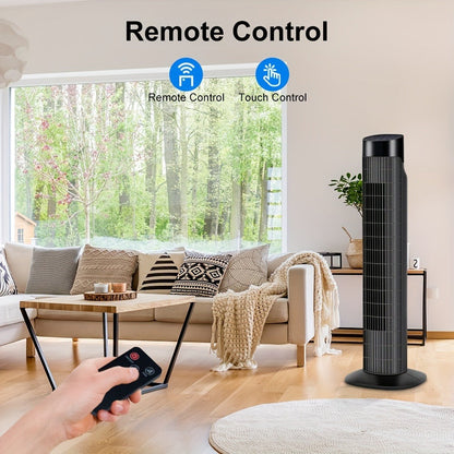 Tower Fan 31 Inch Bladeless | 80° Oscillating Standing Fan with Remote Control, 7.5H Timer & 3-Speed Settings, Quiet Cooling Fan for Bedroom, Living Room & Office – Black & White
