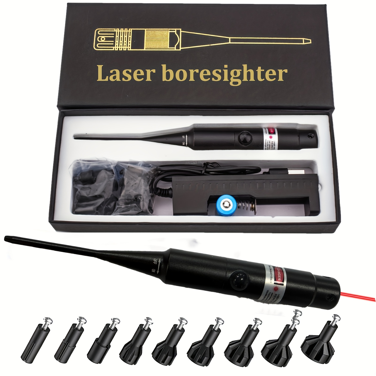 Bore Sight Laser Kit Red & Green Laser Boresighter with 8 & 32 Adapters – Multi-Caliber Universal Bore Sighter for .17 Cal to 12GA Rifle, Pistol & All Guns, Tactical Zeroing Tool