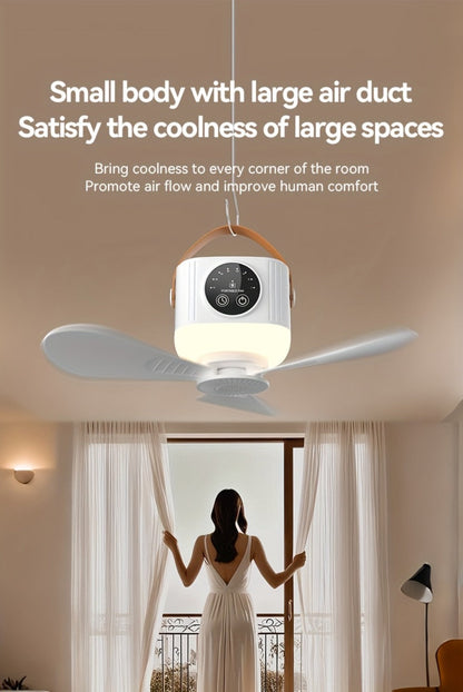 Camping Fan with Light & USB Rechargeable | Portable Outdoor Tent Fan with Tripod Stand, Detachable Blades, Adjustable Speed & Brightness for Camping, Bedroom, Dormitory & Travel Use – Silent Operation