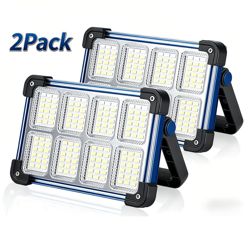 1 Pack/ 2 Pack Solar Work Light, 144 LED Portable Floodlight, 4 Modes, Multi-Color, IP44 Waterproof For Camping Fishing Car Repair Construction 6000mA