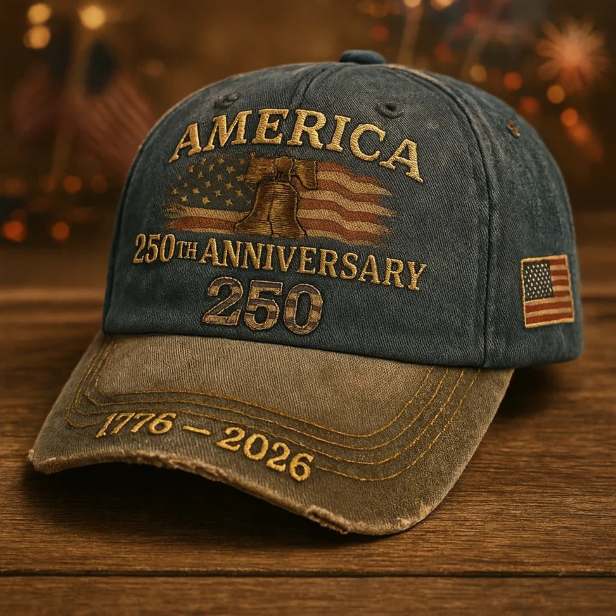 250th Anniversary Patriotic Baseball Cap USA Embroidered – Adjustable Vintage American Flag Hat for Men Women, Unisex Independence Day Gift, History Enthusiast Festive Cap, Single or 3-Piece Set