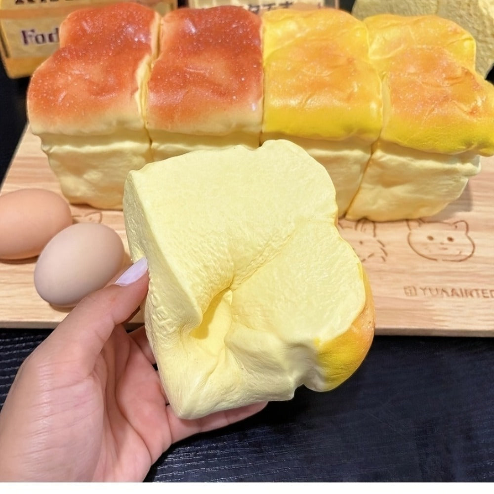 Squishy Bread and Butter Squeeze Toy Set 2pcs – Slow Rising Custard Bread Squishies with Creamy Scent, Non-Toxic Stress Relief Desk Toy & Cute Anxiety Fidget Toy for Kids and Adults