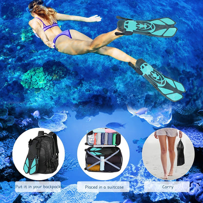 Adjustable Snorkel Diving Fins with Anti-Slip Lace-Up Design – Lightweight PP/TPR Open Heel Fins for Snorkeling Freediving Scuba Diving for Men Women Adults S/M & ML/XL