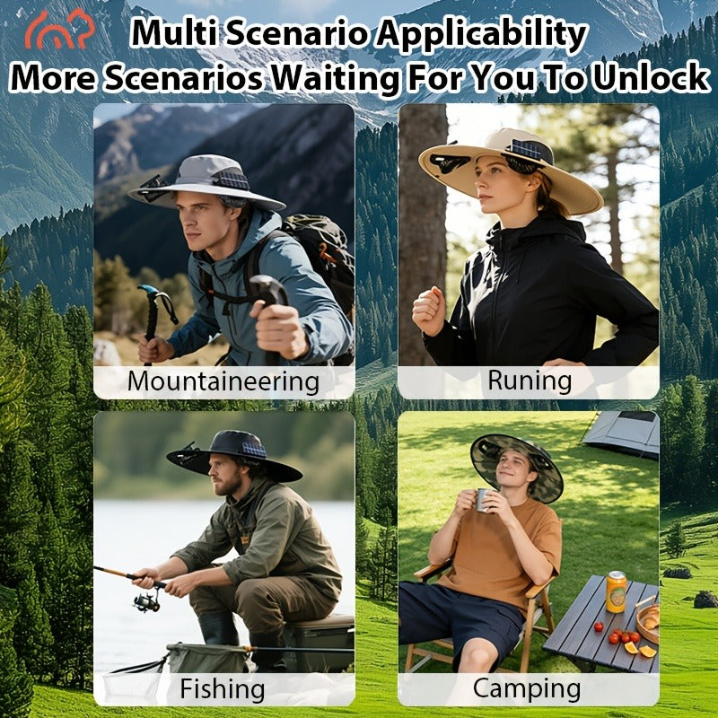Solar Powered Dual Fan Sun Hat with USB Charging – Adjustable Strap, Breathable Mesh Design, High Airflow, Long Battery Life, Ideal for Fishing Hiking Camping Gardening Outdoor Work