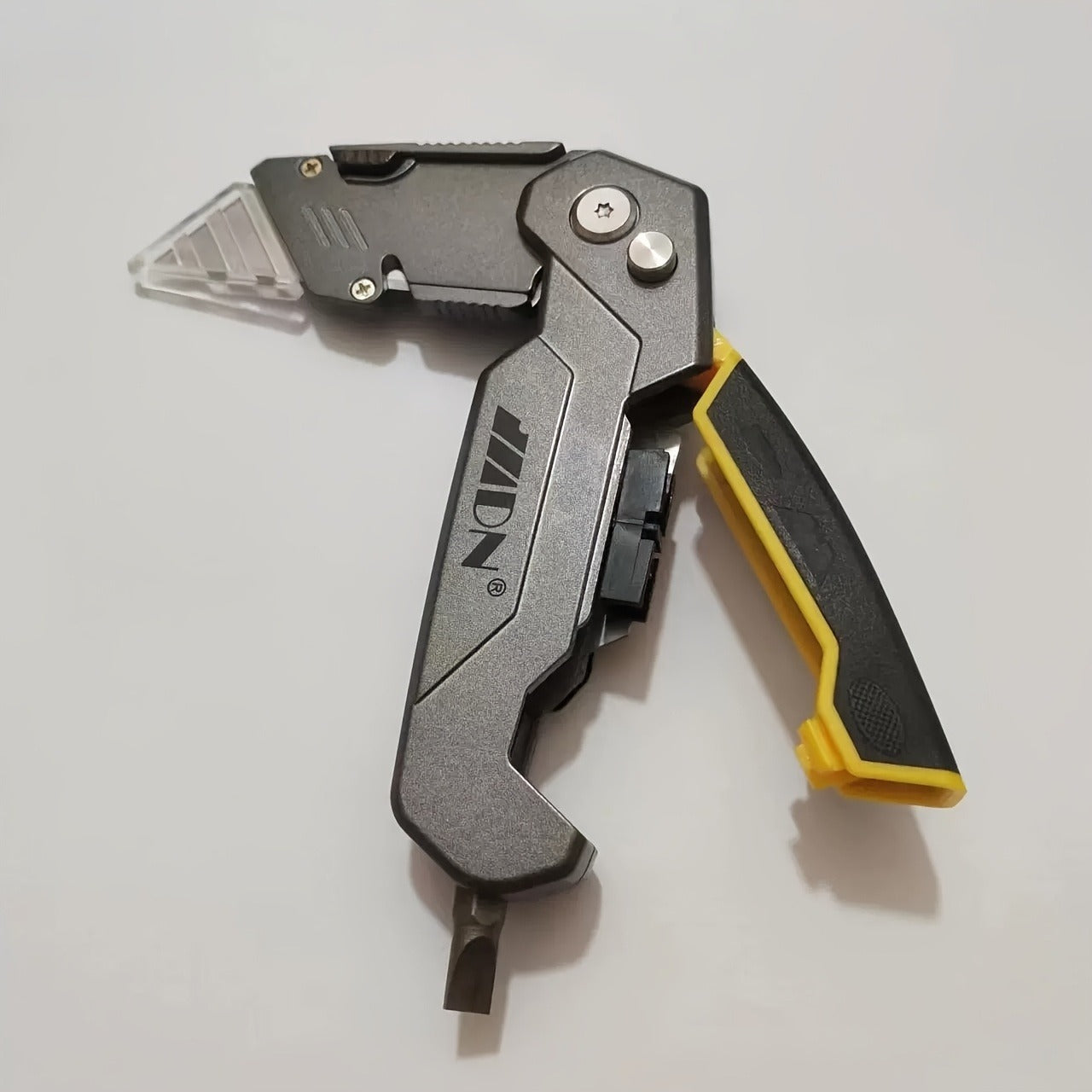 Folding Utility Knife Aluminum Alloy Multifunctional EDC Box Cutter with Screwdriver Blades 10 Replacement Blades for DIY Camping Outdoor