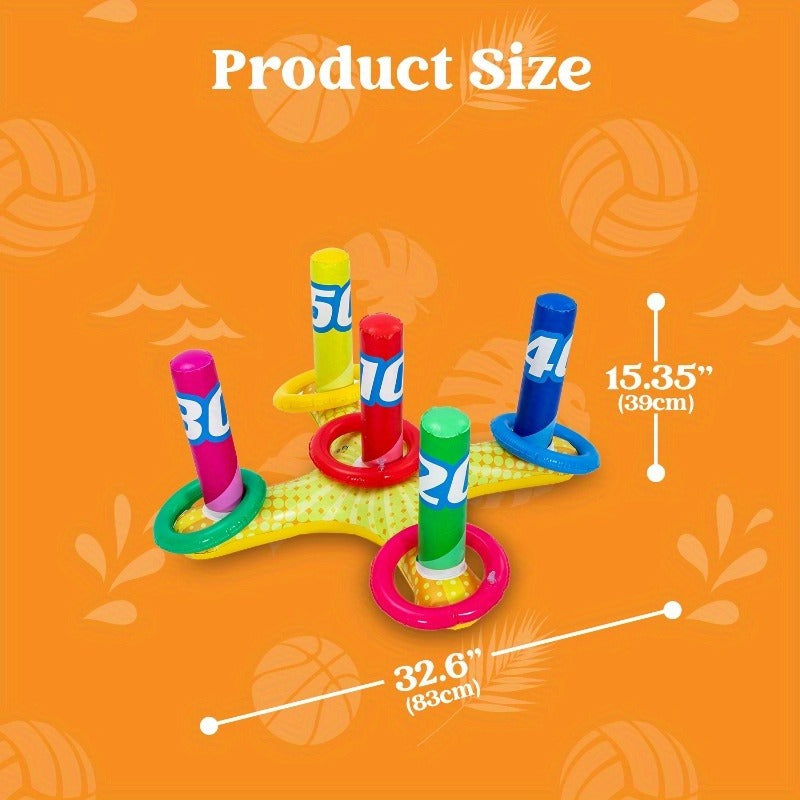 Inflatable Pool Toss Game Set – 2-in-1 Ring Toss & Cornhole Floating Swimming Pool Party Games for Kids & Adults