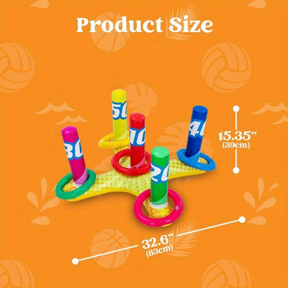 Inflatable Pool Toss Game Set – 2-in-1 Ring Toss & Cornhole Floating Swimming Pool Party Games for Kids & Adults