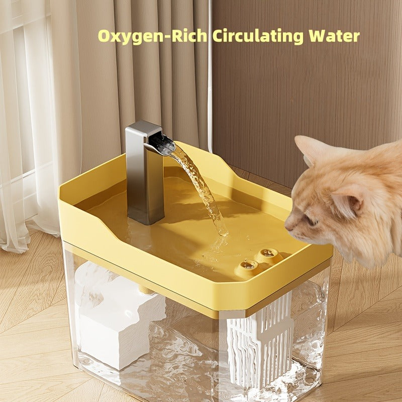Pet Water Fountain Automatic 4-Stage Filtration – Ultra-Quiet USB Powered Circulating Fresh Water Dispenser with Visible Water Level Window, No Battery Needed, for Cats & Dogs | Home & Travel