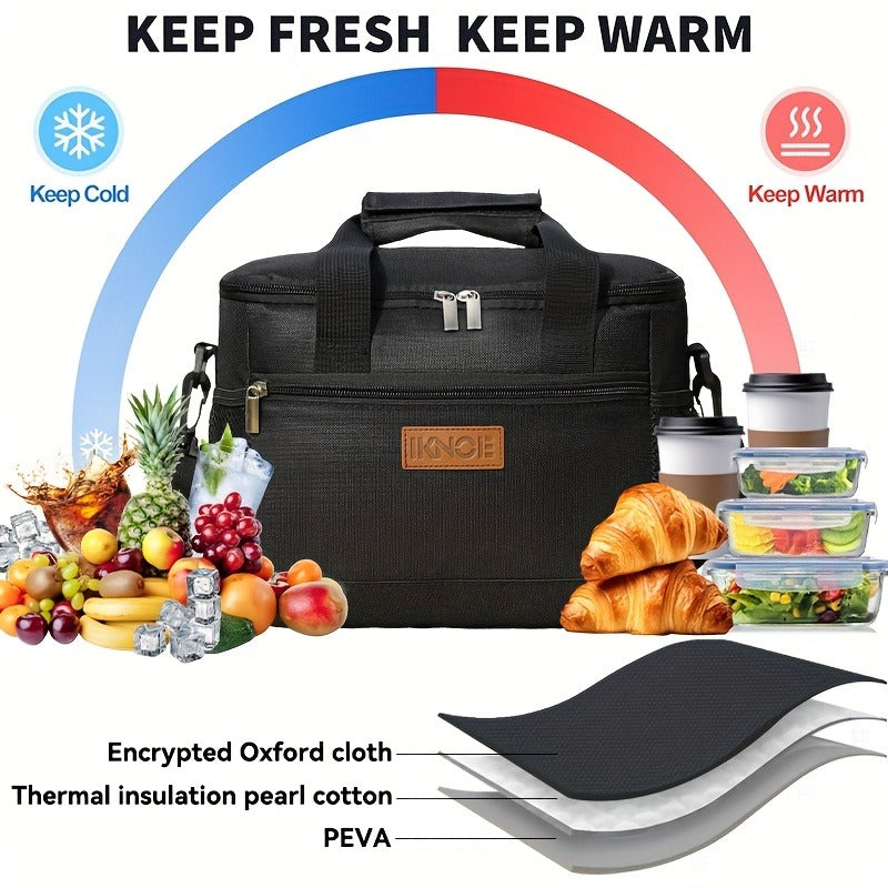 Insulated Lunch Bag Foldable Thermal Tote Leak-Proof Aluminum Foil Bento Box Carrier Reusable Cooler Bag Keeps Food Cold Fresh for Work Travel Picnic School