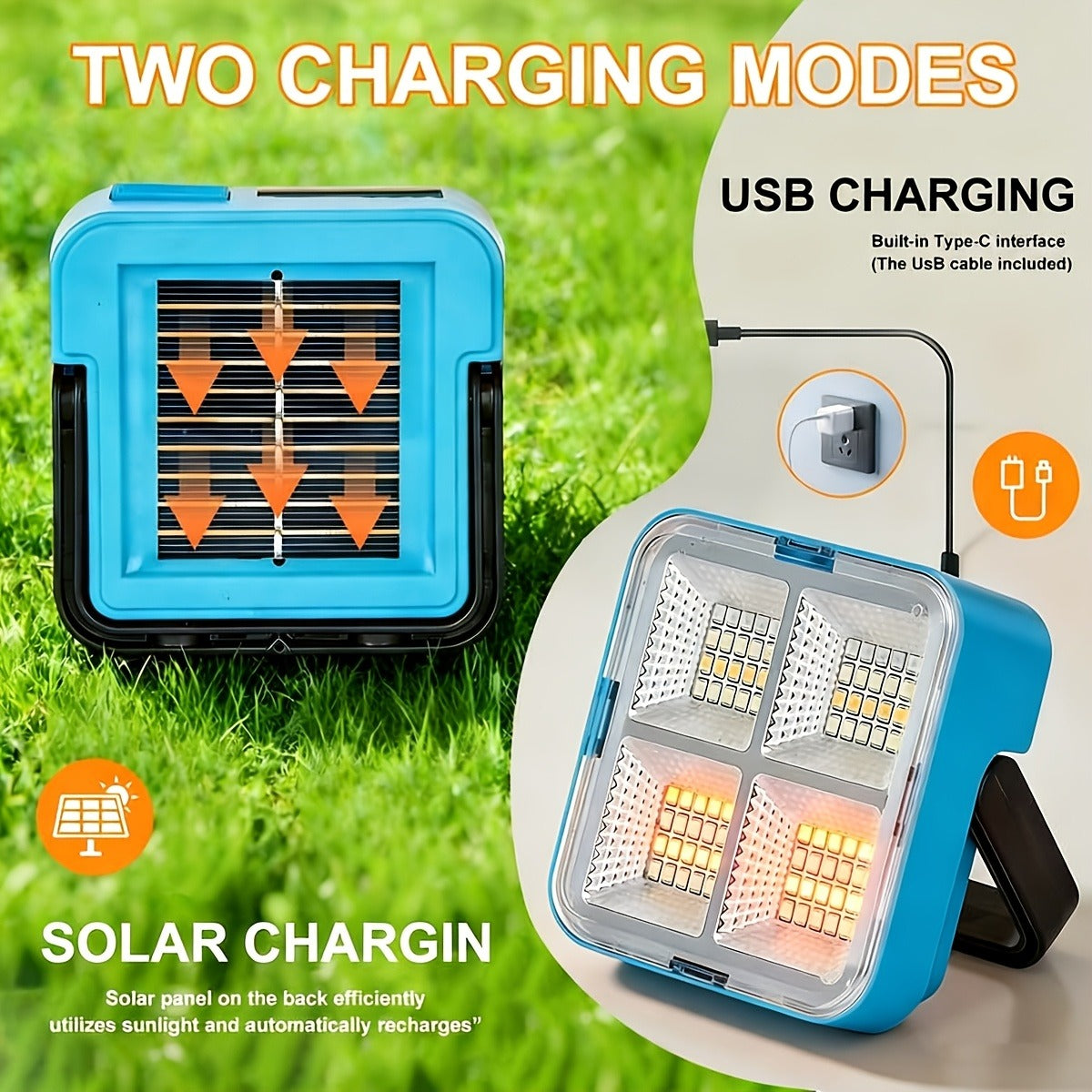 Solar Powered Camping Lantern & LED Flashlight – Rechargeable Portable Solar Camp Light with Batteries Included, Bright Versatile Outdoor Light for Hiking, Camping & Outdoor Activities