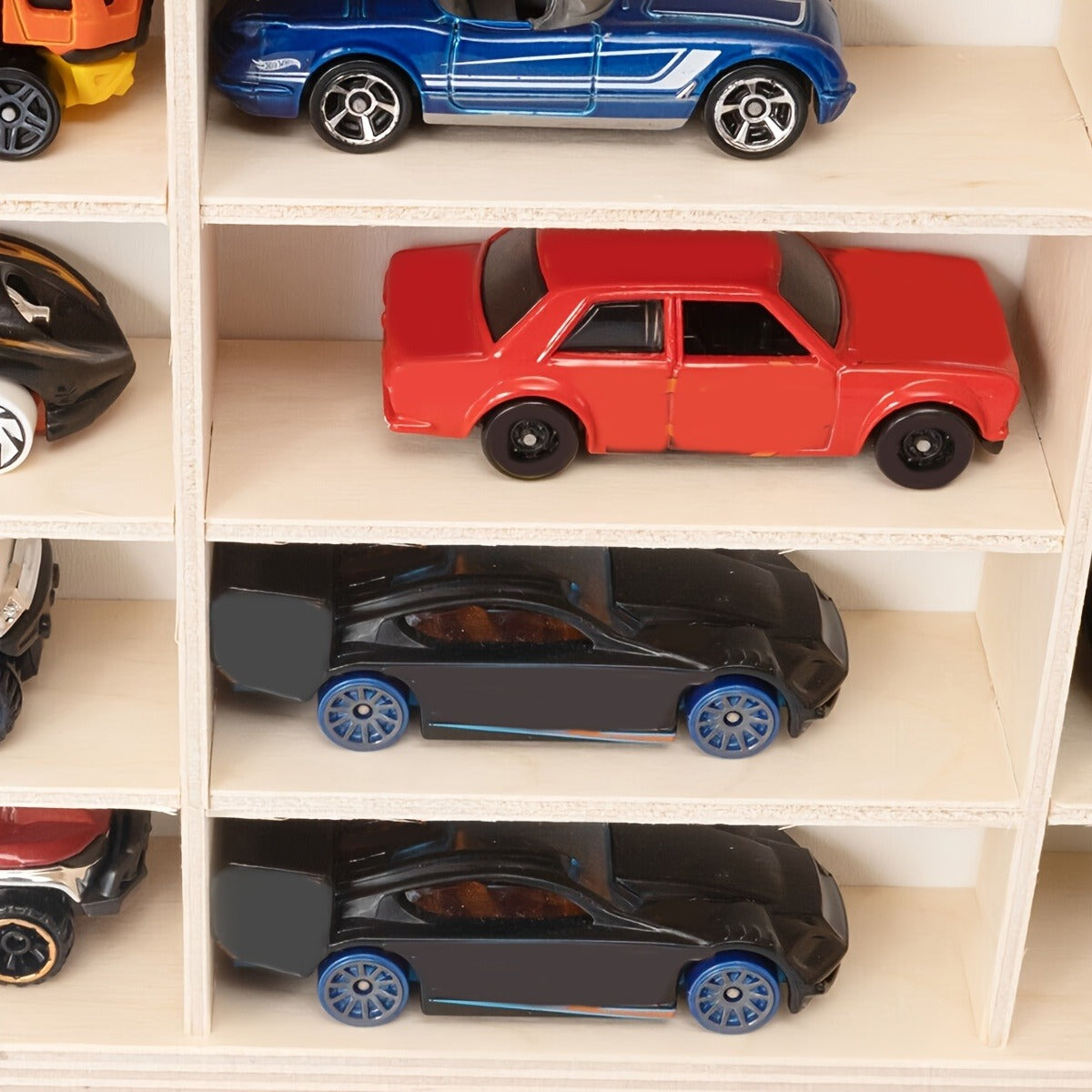 Diecast Car Display Case 80-Slot Wall Mounted Wood 1:64 Scale No-Drill Car Model Organizer Showcase for Hot Wheels Matchbox Alloy Diecast Cars Living Room Bedroom Garage Decor Collectors Wall Storage
