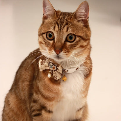 Cat Collar Set 6 Pack Decorative with Bow Lace Bells & Hanging Beads, Safety Breakaway Buckle Anti-Choke Cat Necklace Collar, Stylish Pet Collar Gift Set for Cats & Small Dogs