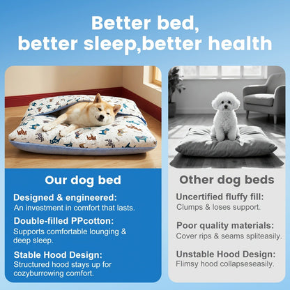 Breathable Washable Dog Bed Mattress – All-Season Pet Mat with Removable Cover & Non-Slip Bottom for Small, Medium & Large Dogs | Cute Animal Patterns