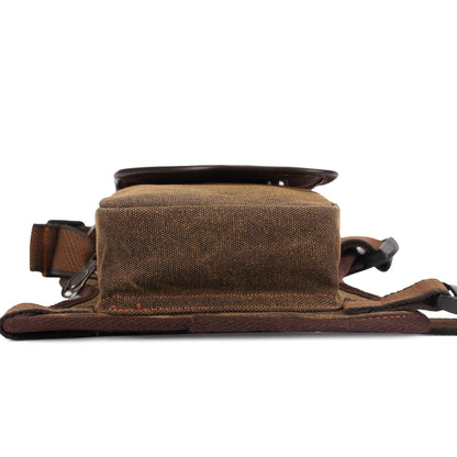 Vintage Canvas Sling Bag for Men Multifunctional Crossbody Chest Bag Waist Bag Shoulder Bag Leg Bag Hiking Outdoor Sports Travel Bag Adjustable Strap Dark Brown