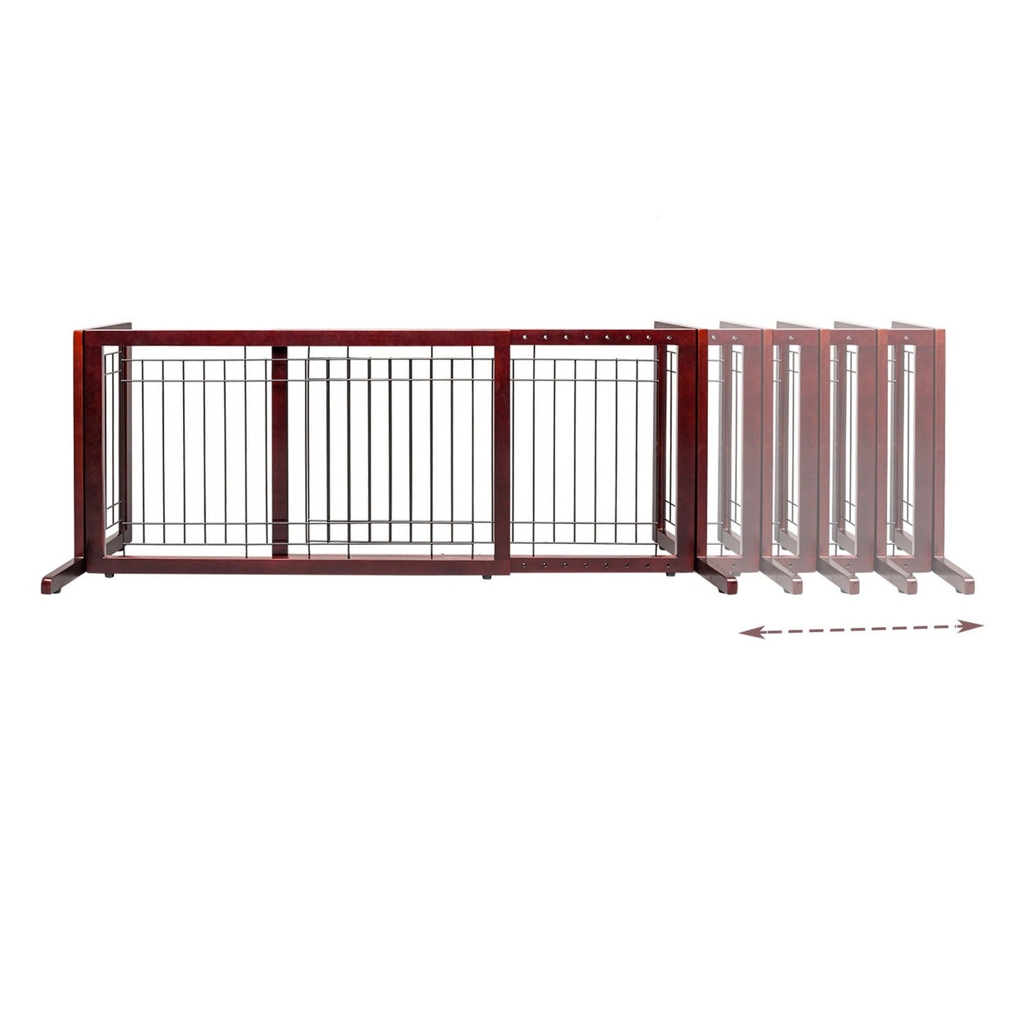 Freestanding Pet Gate for Dogs & Cats - Solid Wood Dog Gate for House, Adjustable 40" to 71" Wide, Indoor Dog Fence for Doorways Stairs Hallways, No-Drill Extra Wide Baby Gate