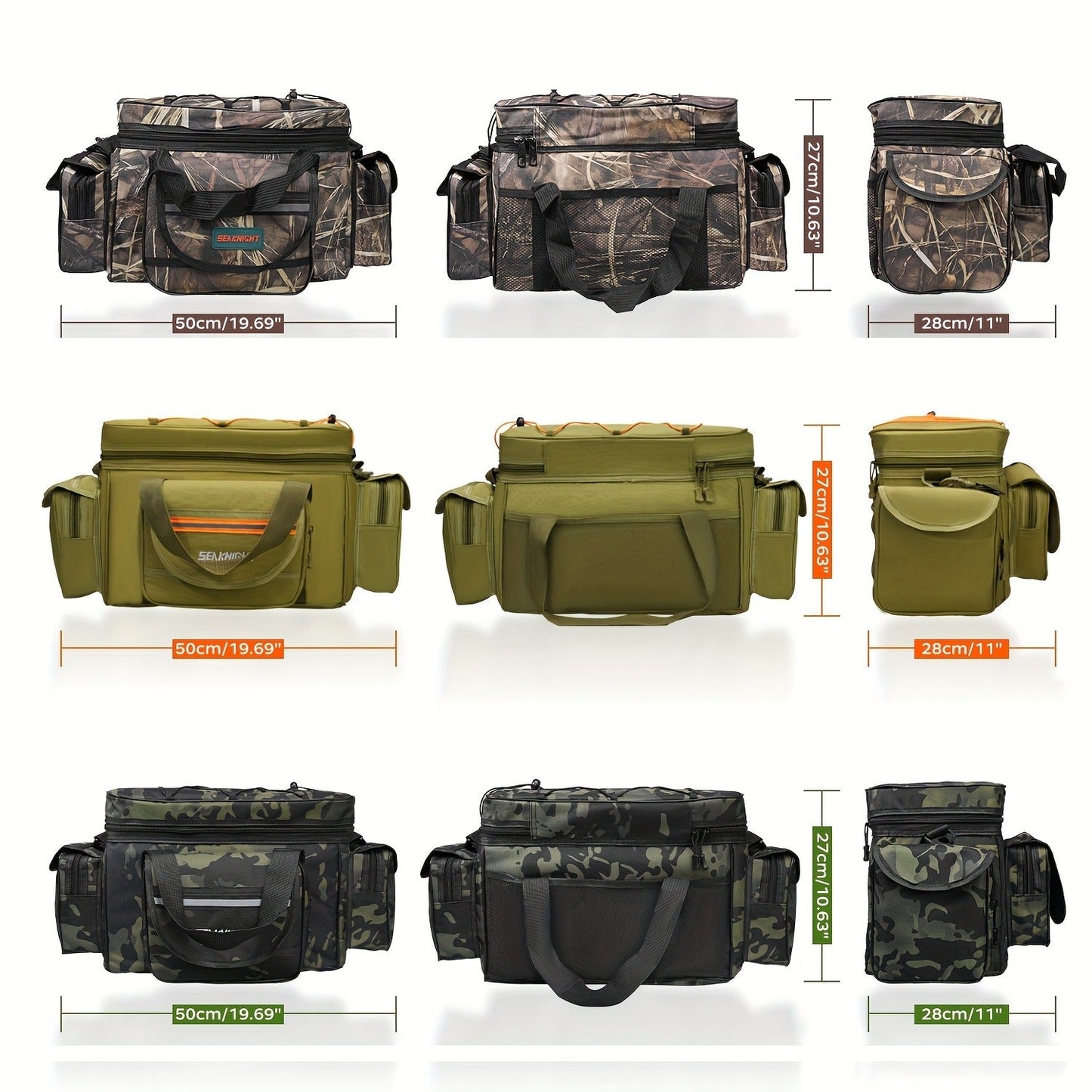 Fishing Tackle Bag Camo Durable Nylon Shoulder Carry Zipper Fishing Gear Storage Bag for Hiking Travel Outdoor Fishing Camouflage Multiple Colors