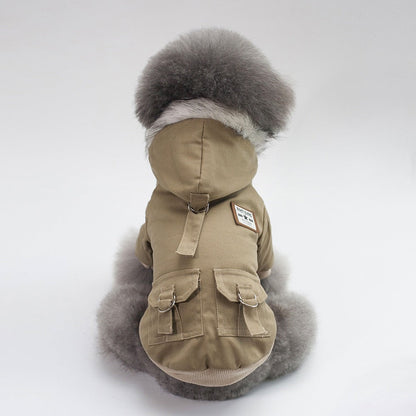 Dog Vest Coat Two-Leg Autumn Winter Lined Warm Pet Clothes for Small Medium Dogs, Sleeveless Back Coverage Dog Jacket for Cold Weather, Sizes S M L XL XXL, Deep Gray & Khaki