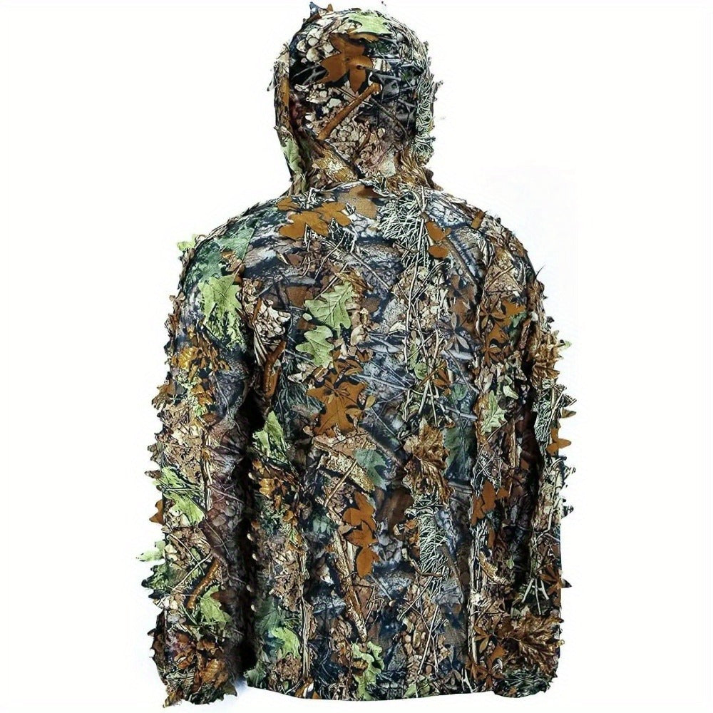 Ghillie Suit 3D Camo Hunting Set – Lightweight Breathable Hooded Camouflage Jacket & Pants for Deer Hunting Sniper Airsoft & Wildlife Photography