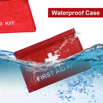 First Aid Bag 16-Pack – Empty Water-Resistant Nylon Pouch with Full-Open Zipper & Cross Symbol, Lightweight Portable Medical Bag for Home, Car, Office, Camping & Hiking (20x14cm / 7.9x5.5in)