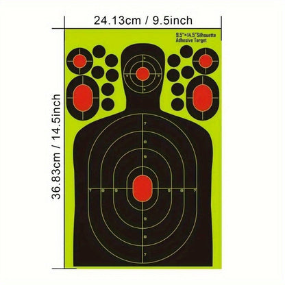 Splatter Shooting Targets Human Silhouette 20 Pack – Reactive Glow Fluorescent Paper Range Targets for Pistol, Rifle & Archery Training | High-Visibility Shot Placement Feedback