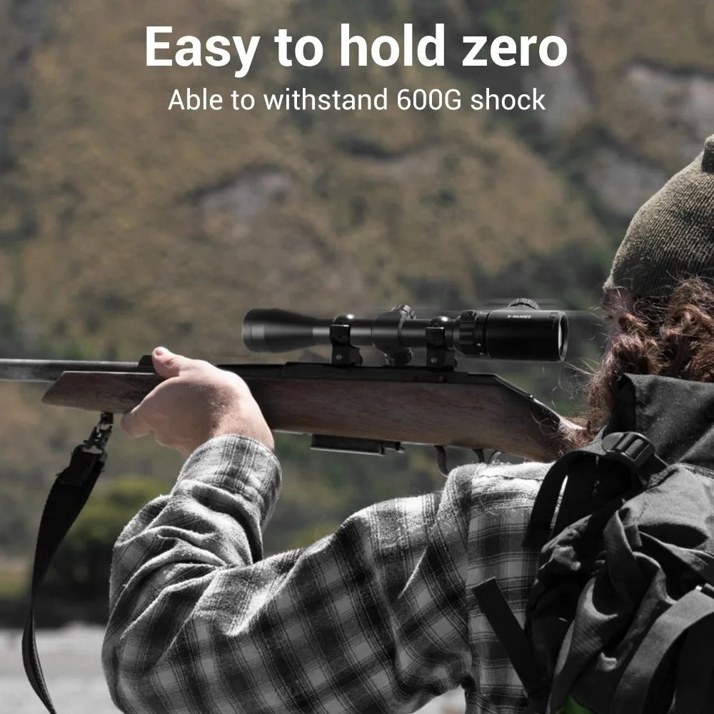 Waterproof Riflescope 3-9x40 with Red Green Illuminated Reticle & Reinforced Aluminum Alloy Body, Four-Hole Picatinny Mount Adjustable Tactical Optical Scope for Hunting Shooting Outdoor Use