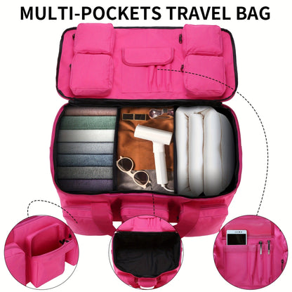 Convertible Travel Duffel Bag 3-in-1 Rose Red 50L – Weekender Backpack & Gym Bag for Men & Women, Sports, Camping & Daily Use, Large Capacity Carry-On with Multiple Carry Modes