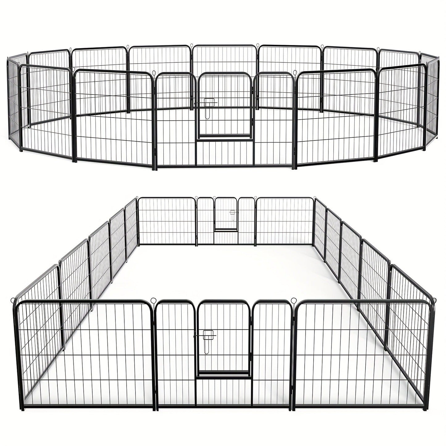 Metal Dog Playpen with Door DIY 8 or 16 Panel Foldable Pet Pen for Small Medium Large Dogs Puppies Easy Assemble Indoor Outdoor Use 24 32 40 Inch Height