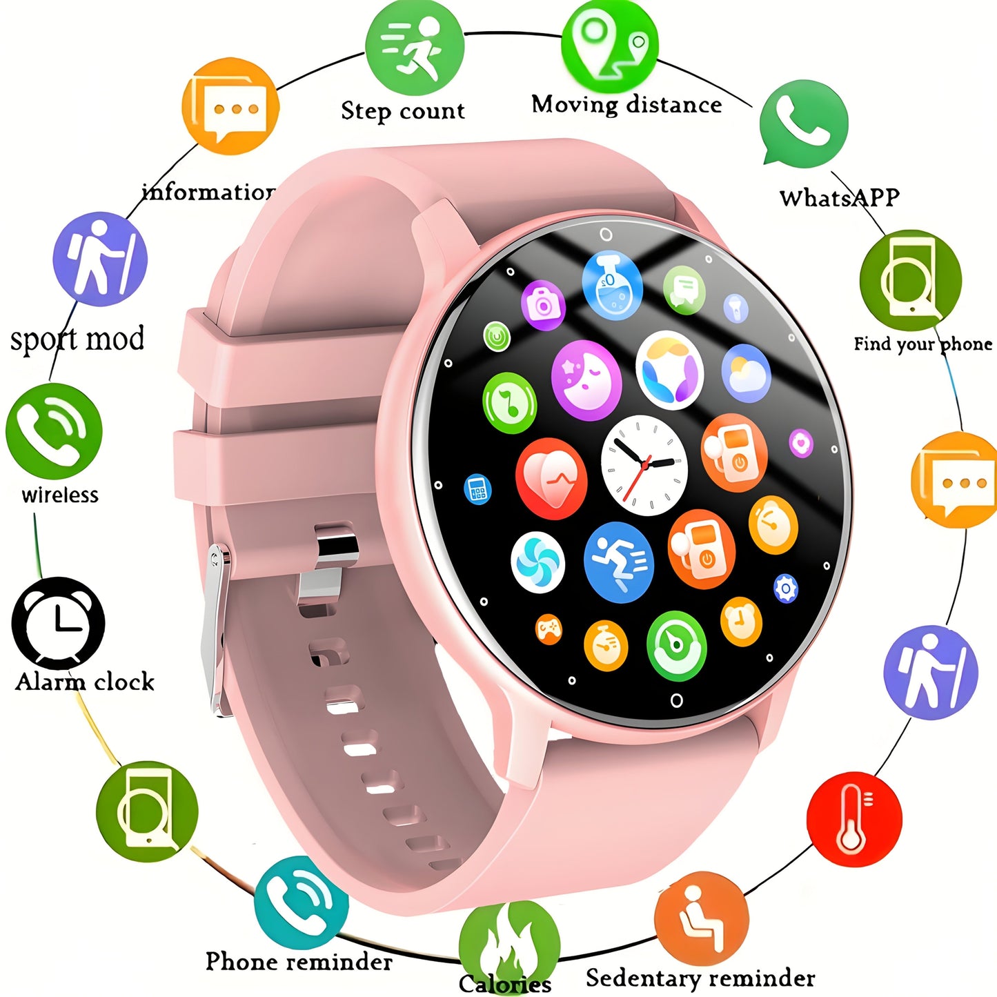 Fitness Tracker Smartwatch for Men & Women – 1.28" Display, Sleep Monitor, Step Counter, Distance Tracker, Running & Gym