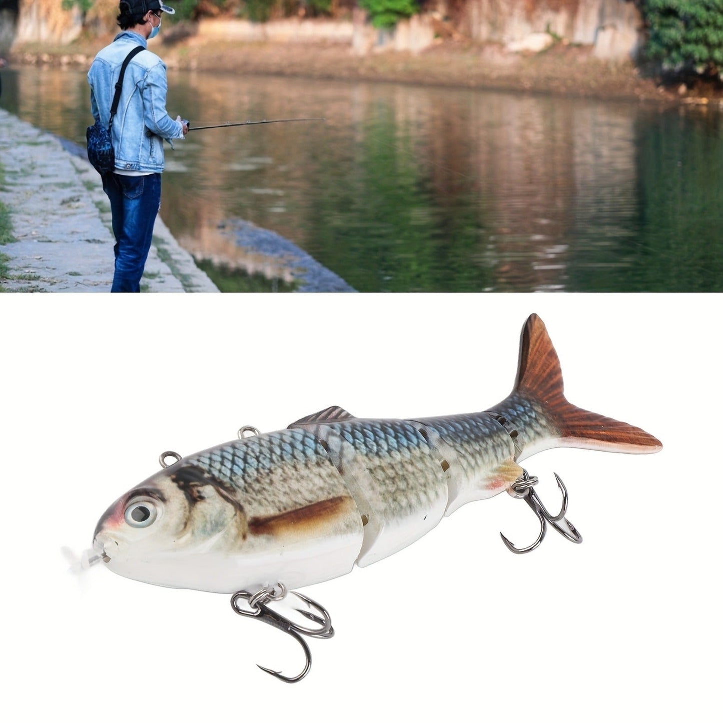 Electric Robotic Swimbait with USB Rechargeable LED Light – Multi-Jointed Wobbler Swimming Fishing Bait, Realistic Robot Fish Lure for Bass Pike Perch, Ice Fishing & Winter Fishing Gift for Men