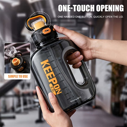 Large Sports Water Bottle with Straw Lid Handle 1500ml 2200ml Leak-Proof Lockable Food-Grade PP PC Hydration Bottle for Gym Fitness Hiking Camping Travel School