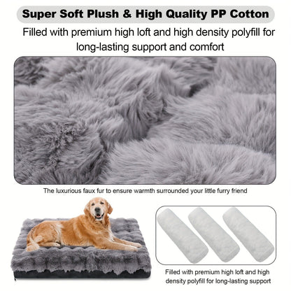 Orthopedic Dog Bed for Large Dogs - XL XXL Memory Foam Pet Bed with Removable Washable Cover, Anti-Slip Base, Faux Fur Kennel for Joint Relief, Machine Washable, Dirt-Repellent, Small Medium Large XLarge