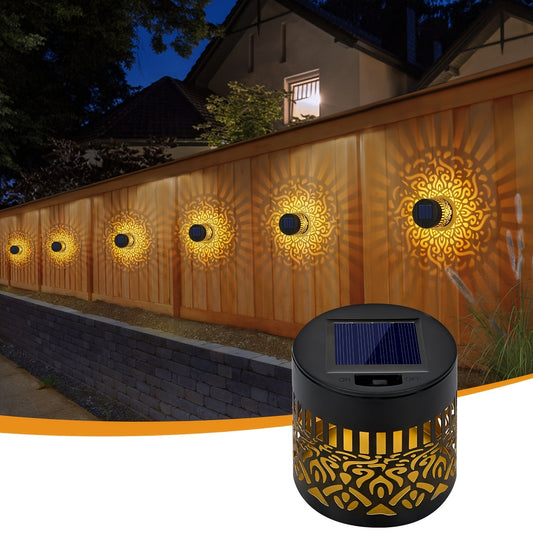 Solar Garden Lights Outdoor Waterproof IP65 Mandala LED Fence Wall Lights Metal Deck Step Lights for Yard Patio Courtyard Pathway Decoration Festival Gift 1/2/4 Pack