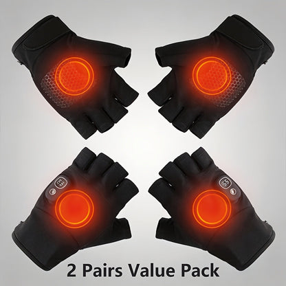 Electric Heated Gloves Half Finger – Digital Battery Display, 3 Heat Settings, 5H Runtime, USB-C Fast Charging for Skiing Cycling Fishing Hiking Winter