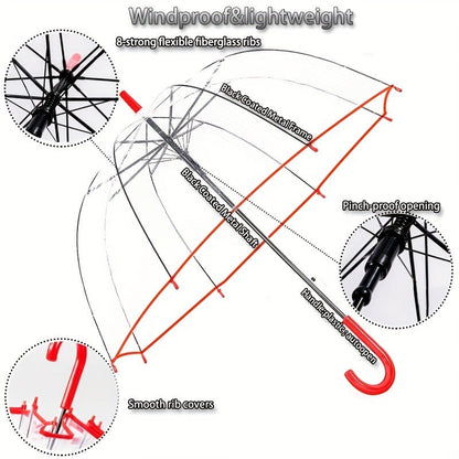 Clear Dome Bubble Umbrella 2 Pack Windproof Rainproof Auto Open 47 Inch Wide Canopy 8-Rib PVC Transparent Umbrella for Weddings Proms Graduations Outdoor Events
