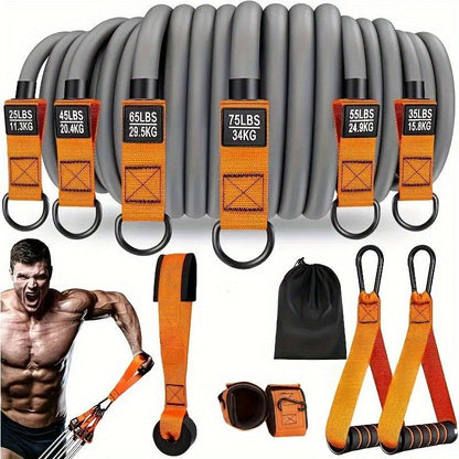 300lb Resistance Band Set – 6 Levels 25-75lb, Handles, Door Anchor & Ankle Straps – Heavy Duty Home Gym Kit for Full Body Strength Training, Muscle Building & Toning