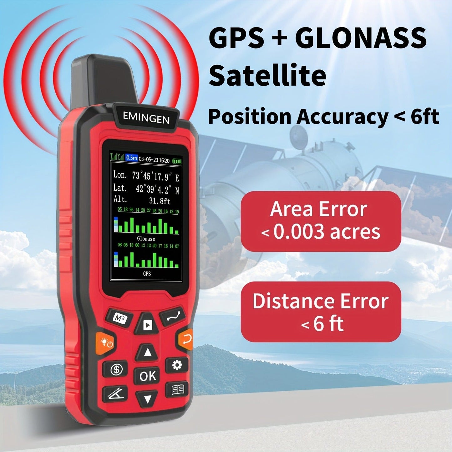 Handheld GPS Land Surveying Equipment – High-Precision 2.4" LCD Area Measuring Tool for Farmland, Forest, Ranch & Mining | ZL180