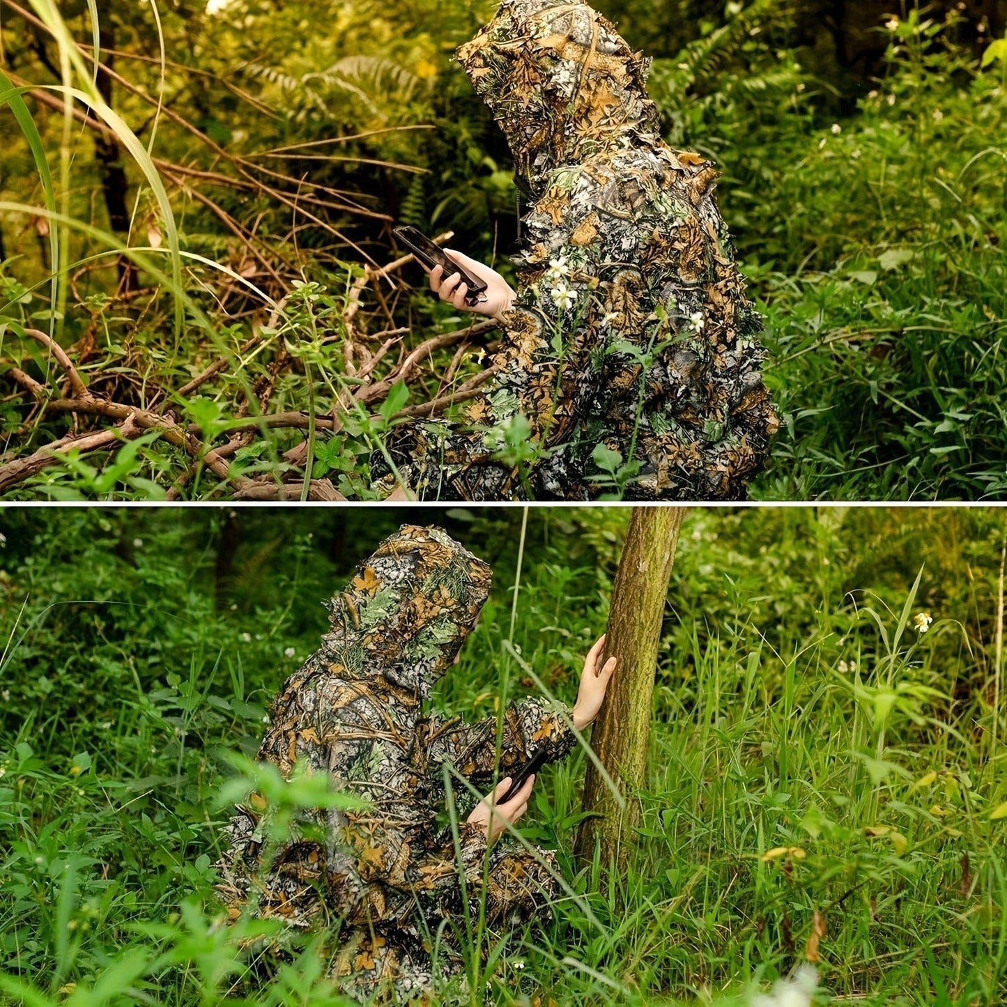 3D Leaf Ghillie Suit Lightweight Camouflage Hunting Suit for Men Women - Full Body Camo Outfit for Wildlife Photography, Birdwatching, Airsoft, Spring Summer Autumn Outdoor Training
