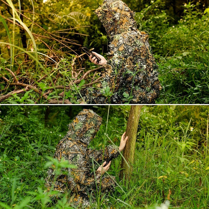 3D Leaf Ghillie Suit Lightweight Camouflage Hunting Suit for Men Women - Full Body Camo Outfit for Wildlife Photography, Birdwatching, Airsoft, Spring Summer Autumn Outdoor Training