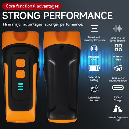 Ultrasonic Dog Bark Control Device with LED Flashlight - Adjustable Anti-Barking Trainer, Portable Indoor Outdoor Dog Behavior Corrector