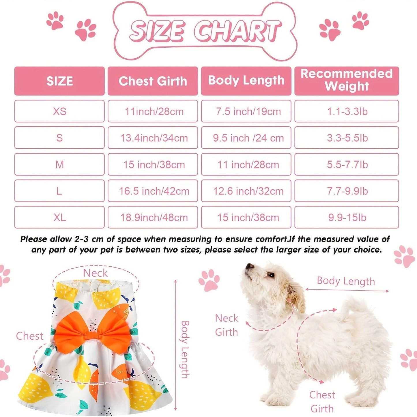 Dog Dress Floral Princess Bow - Cute Puppy Summer Dress for Small Dogs & Cats, Pink & Red Pet Dog Skirt with Bow Decoration, Summer Costume for Yorkshire Chihuahua Small Pets XS to XXL