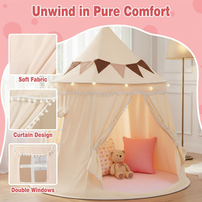 Pop-Up Dome Pet Tent for Large Cats - Automatic Instant Setup Outdoor Indoor Cat Tent House, Available Basic or Deluxe with Mat Star Lights & Flag, Portable No-Assembly Pet Shelter, Patio Garden Use