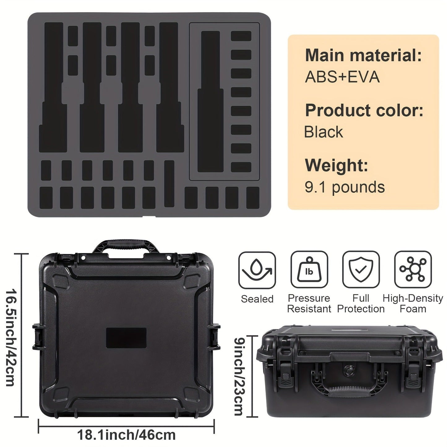 Hard Pistol Case Holds 5 Handguns & 30 Magazines - Lockable Travel Gun Case with Pre-Cut Foam, Silica Gel Canister, ABS Hard Shell, Multiple Pistol Storage Box for Handguns Under 11 Inches